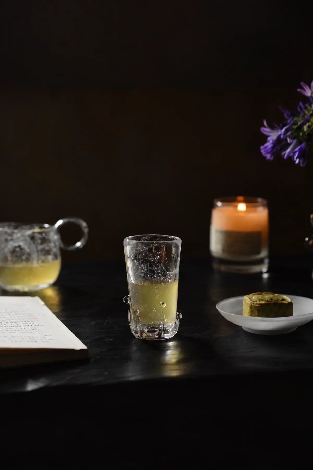 Rain Study Clear Glass Pitcher and Cup Set