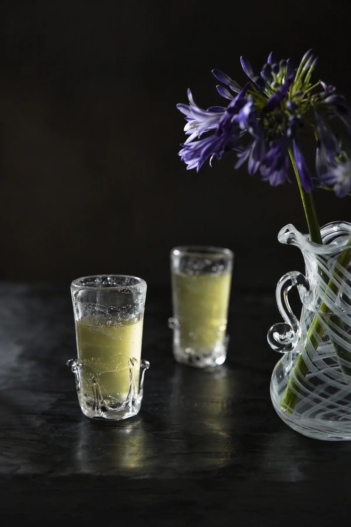 Rain Study Clear Glass Pitcher and Cup Set