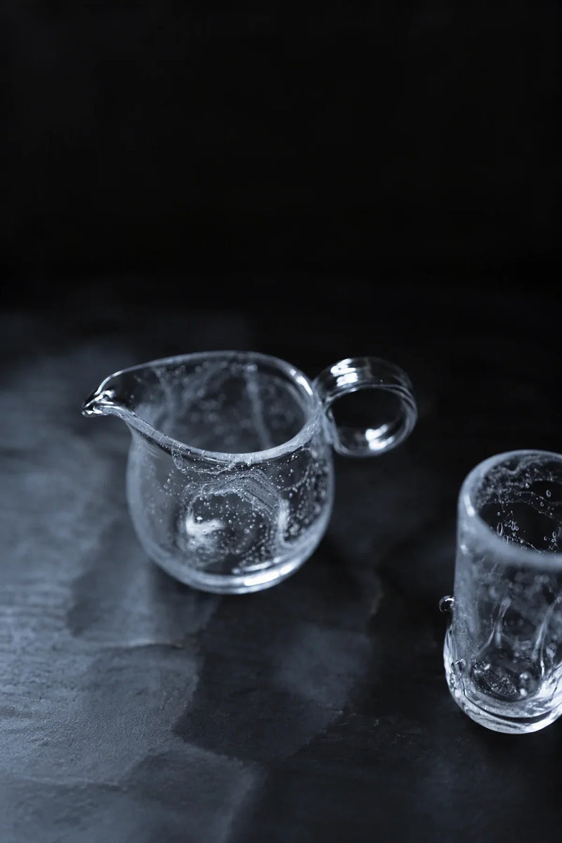Rain Study Clear Glass Pitcher and Cup Set