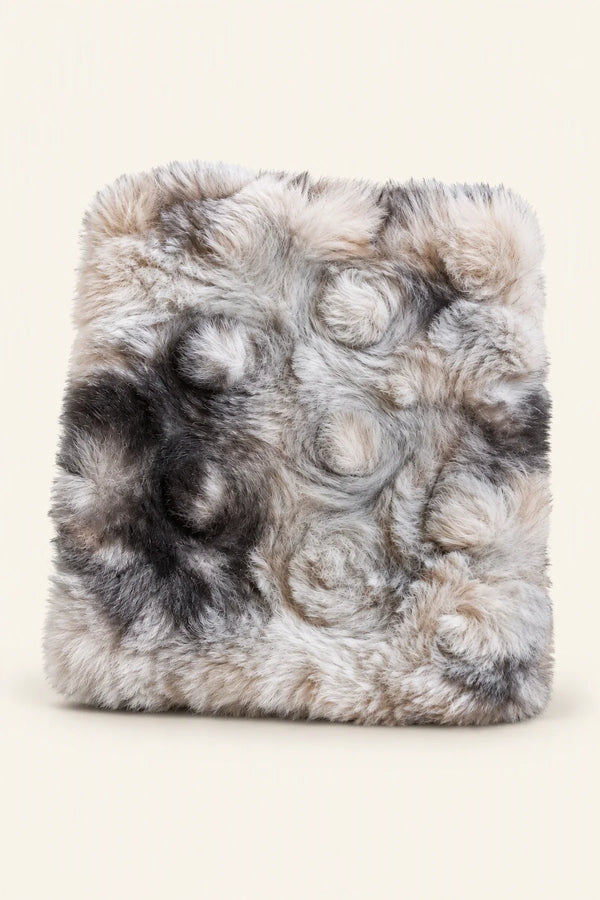 Winter Nest Grey Faux-Fur Coaster