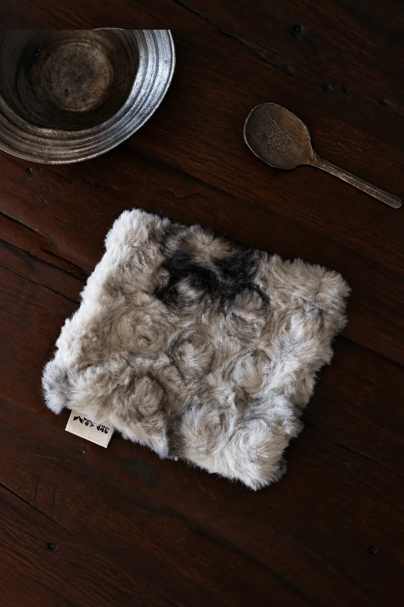 Winter Nest Grey Faux-Fur Coaster