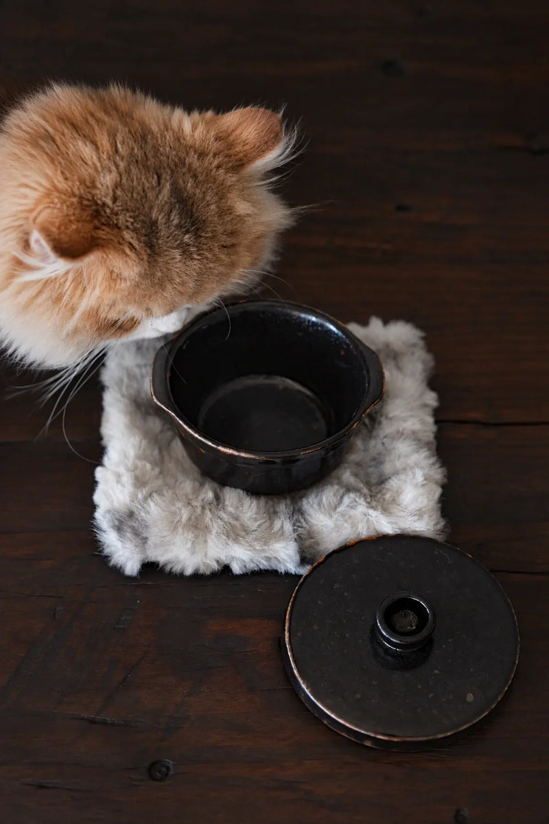Winter Nest Grey Faux-Fur Coaster