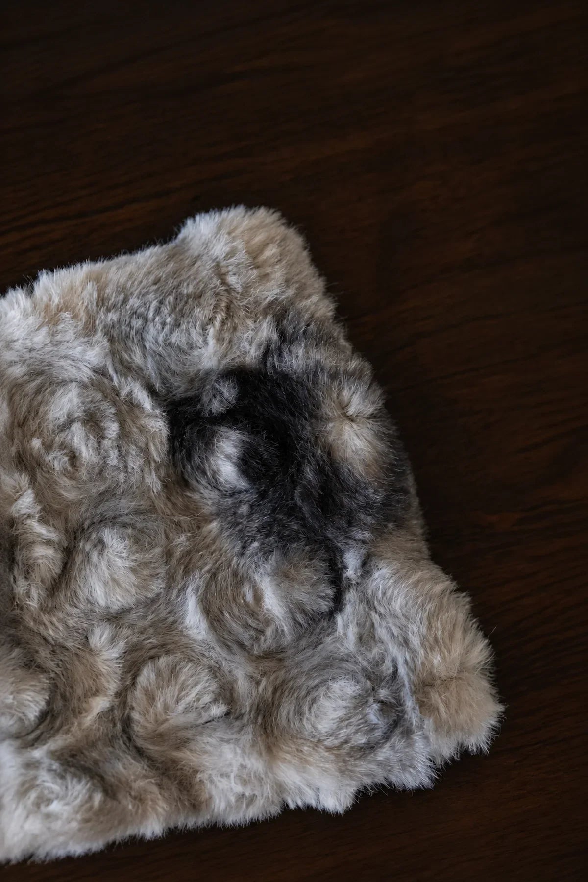 Winter Nest Grey Faux-Fur Coaster