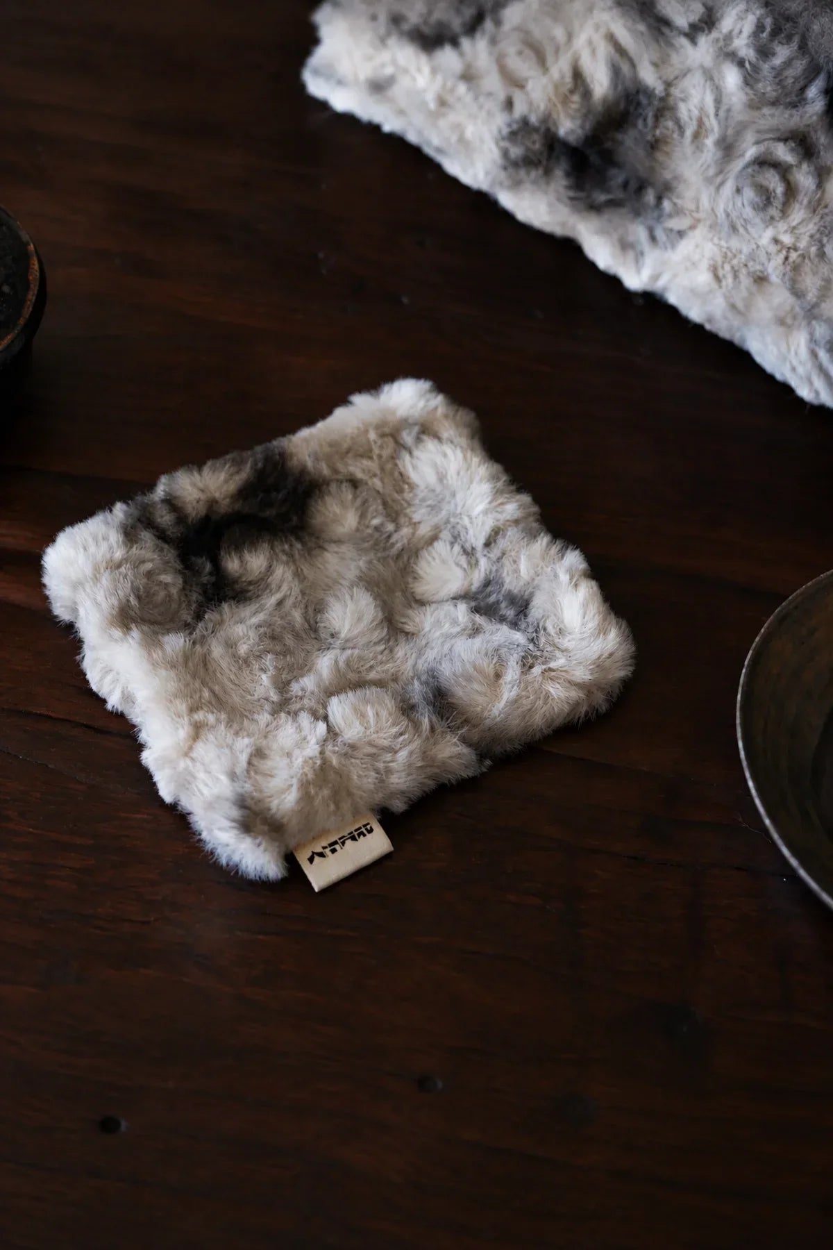 Winter Nest Grey Faux-Fur Coaster