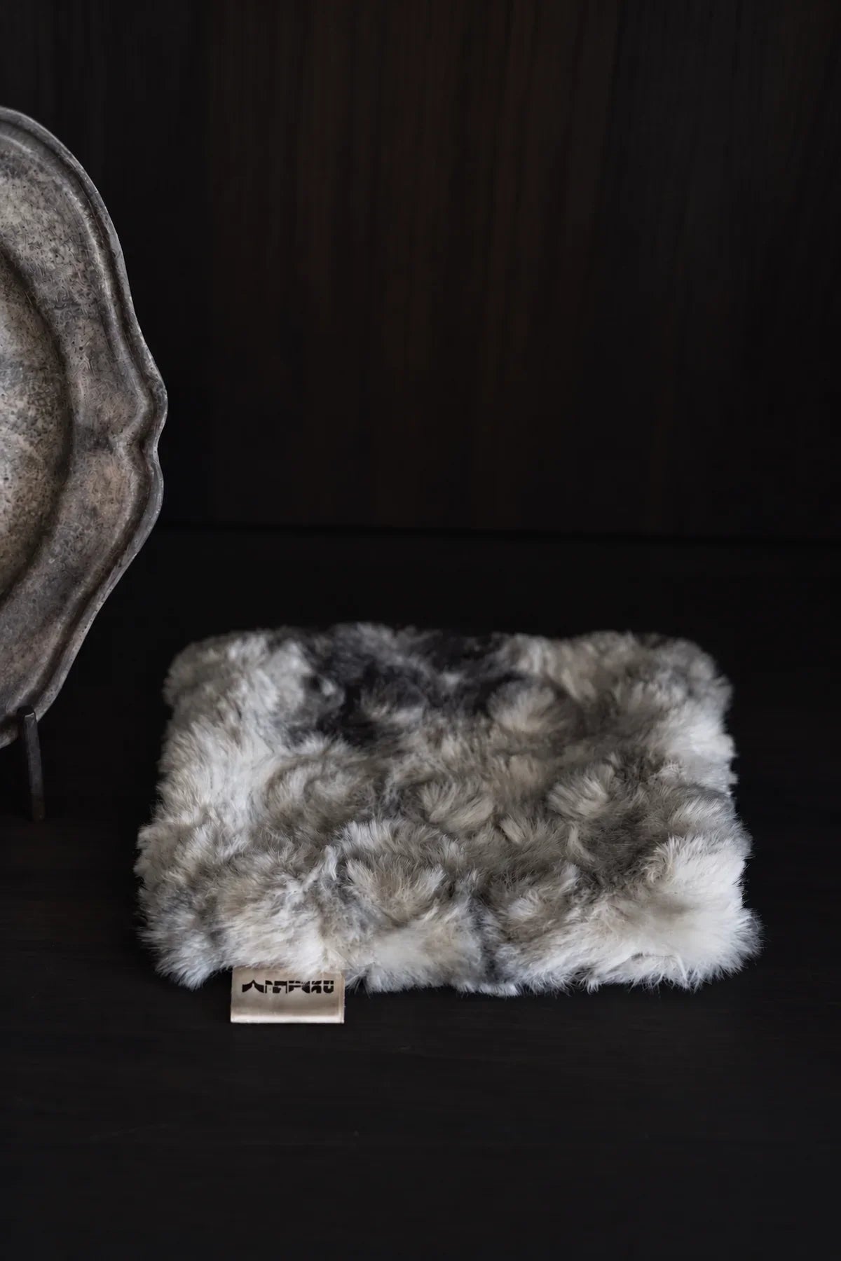 Winter Nest Grey Faux-Fur Coaster