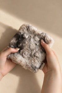 Winter Nest Grey Faux-Fur Coaster