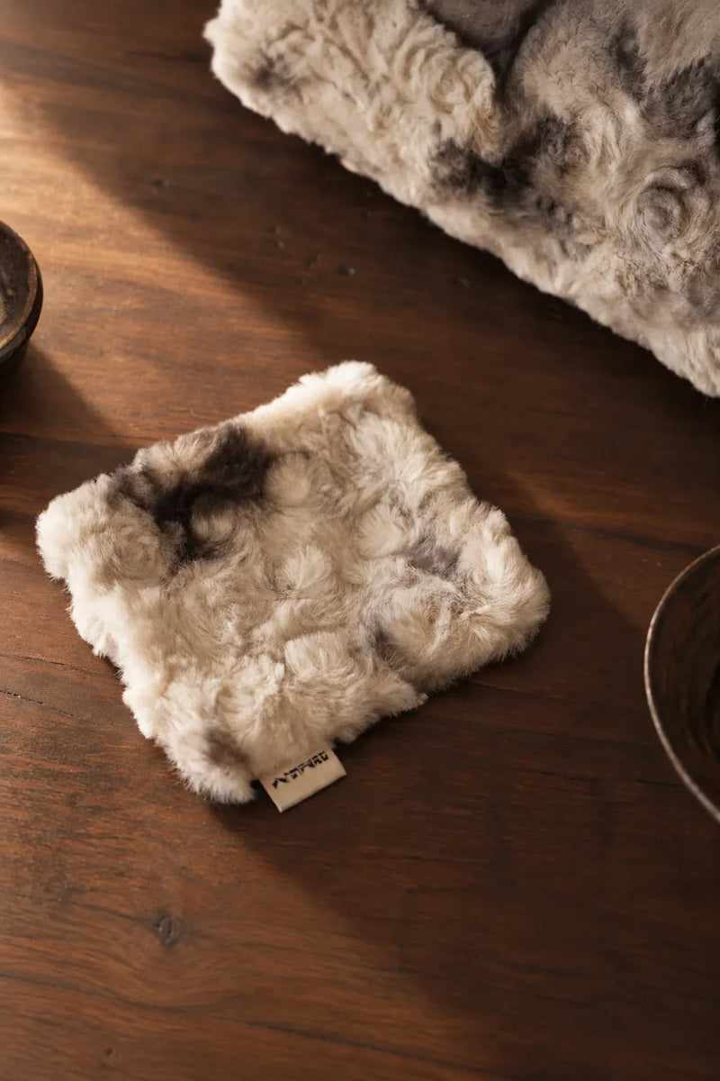 Winter Nest Grey Faux-Fur Coaster