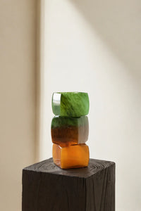 Forest Floor Green and Amber Glass Flower Vase