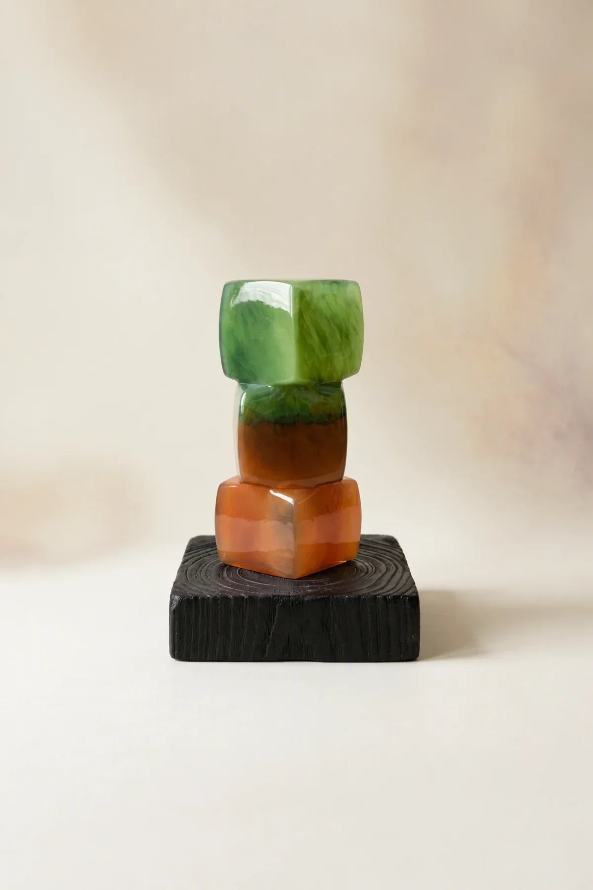 Forest Floor Green and Amber Glass Flower Vase