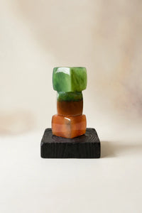Forest Floor Green and Amber Glass Flower Vase