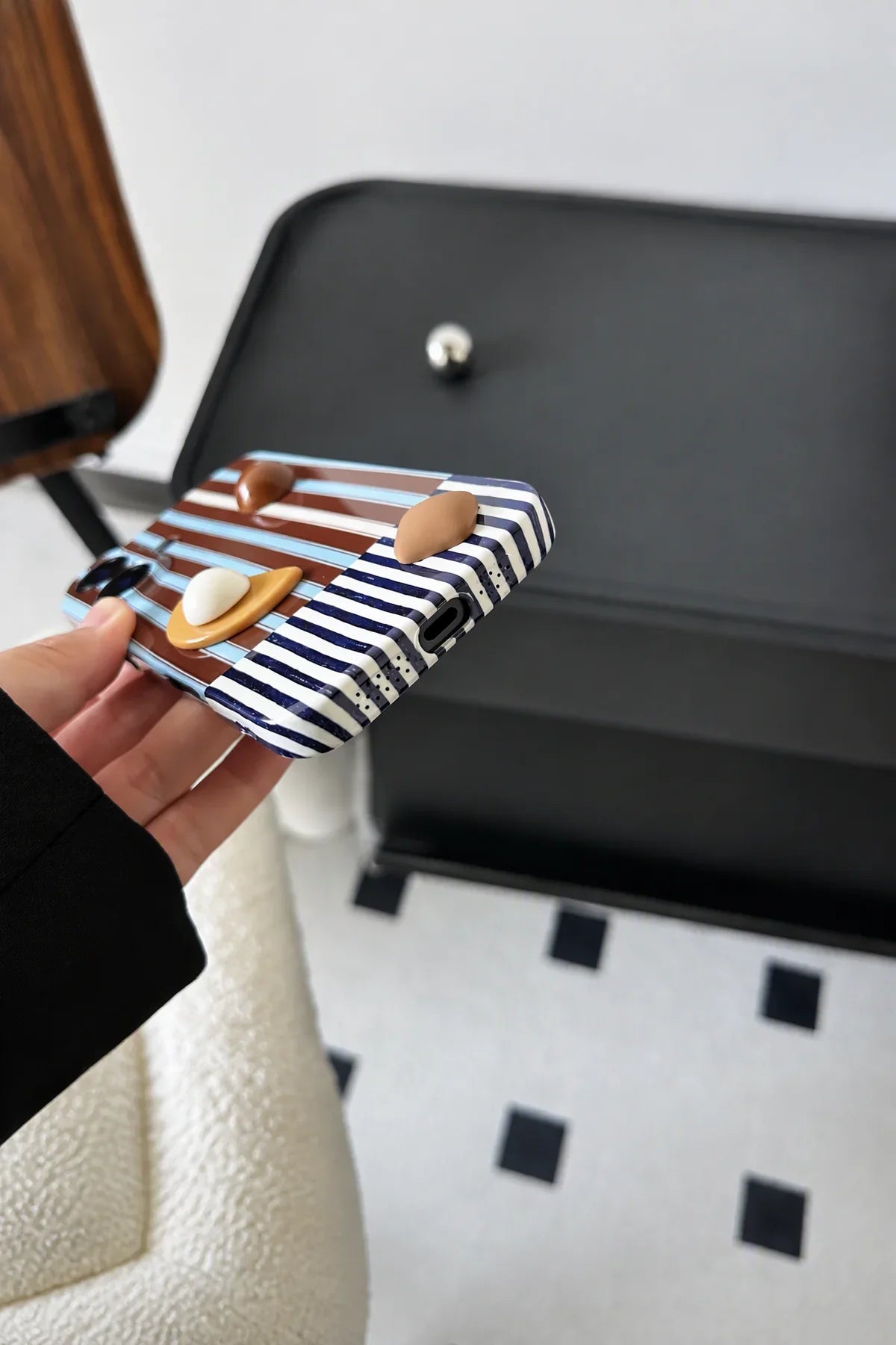 Mixed Signals Brown and Blue Striped Phone Case