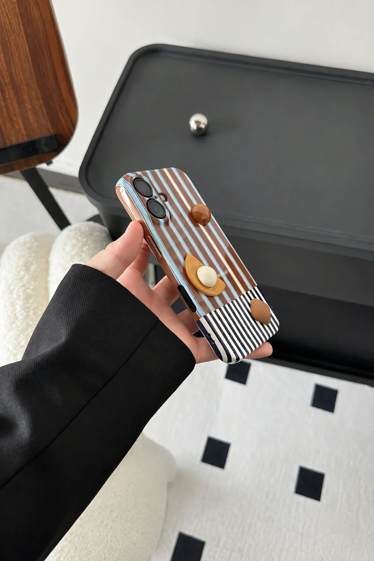 Mixed Signals Brown and Blue Striped Phone Case