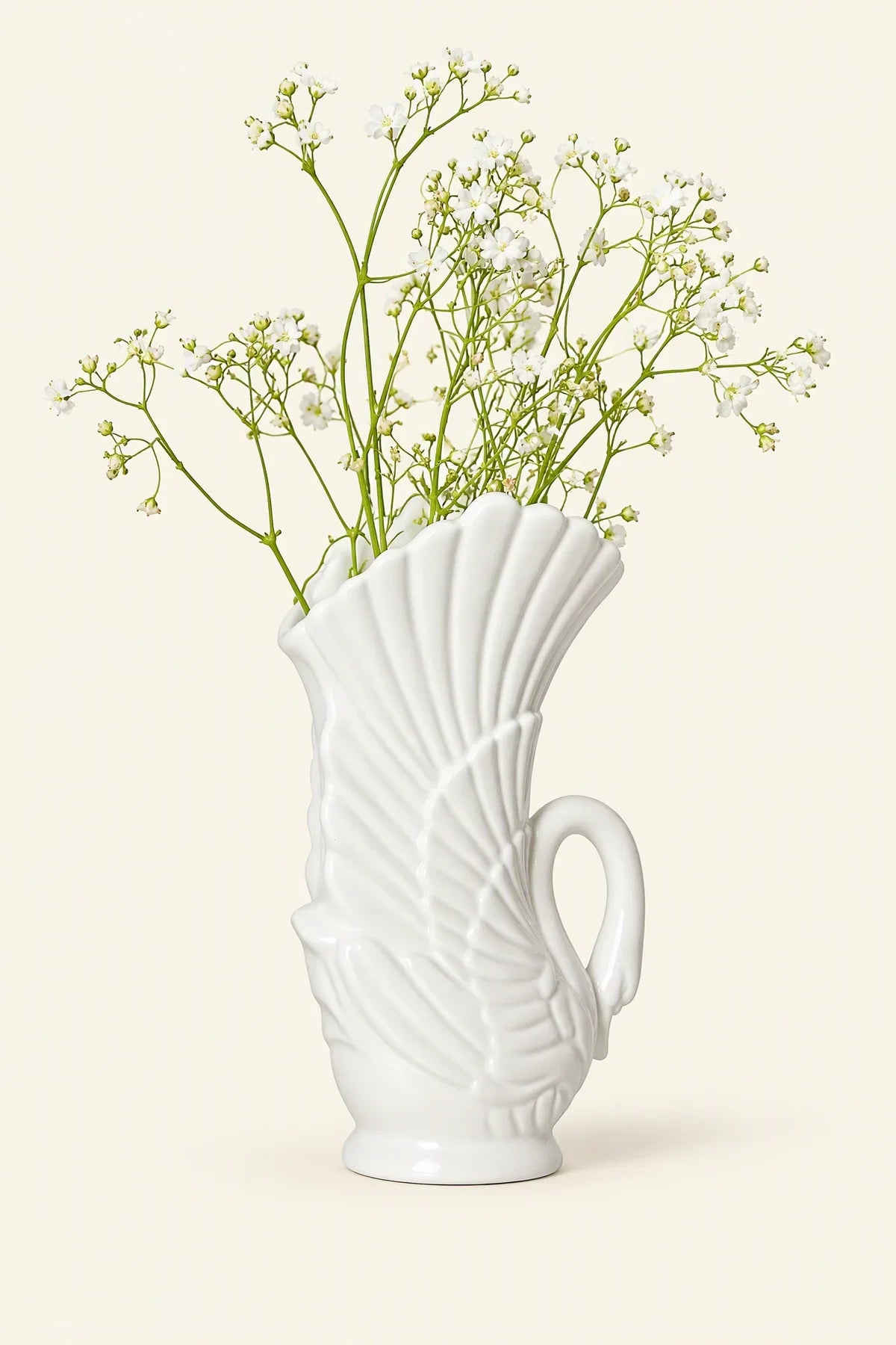 Swan Song White Ceramic Flower Vase