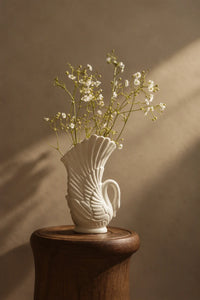 Swan Song White Ceramic Flower Vase