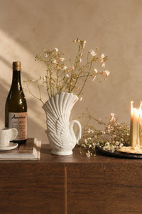 Swan Song White Ceramic Flower Vase