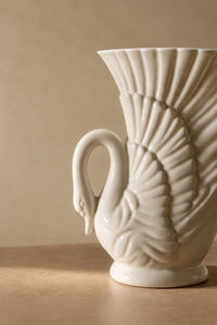 Swan Song White Ceramic Flower Vase