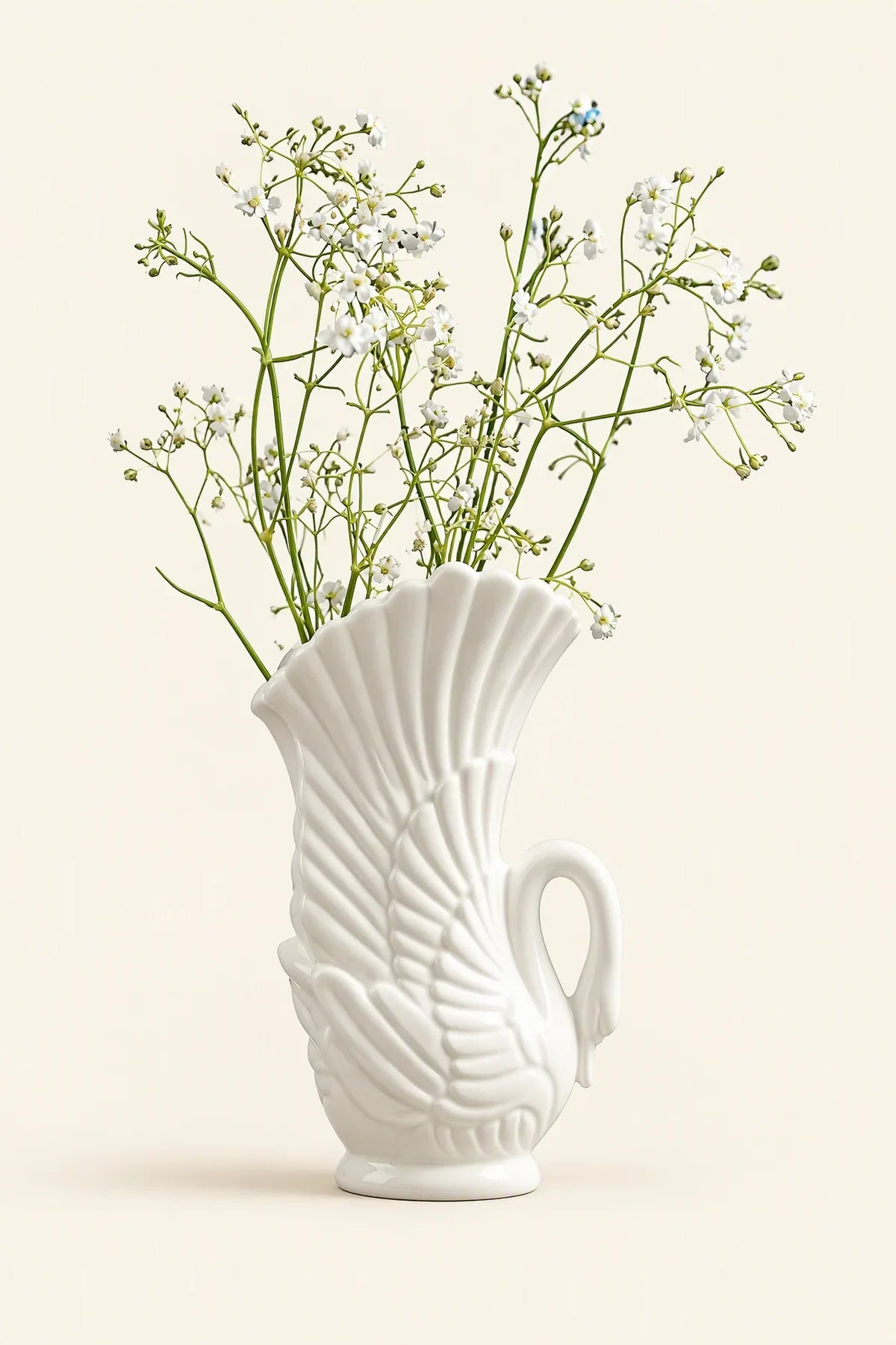 Swan Song White Ceramic Flower Vase
