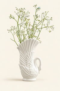 Swan Song White Ceramic Flower Vase
