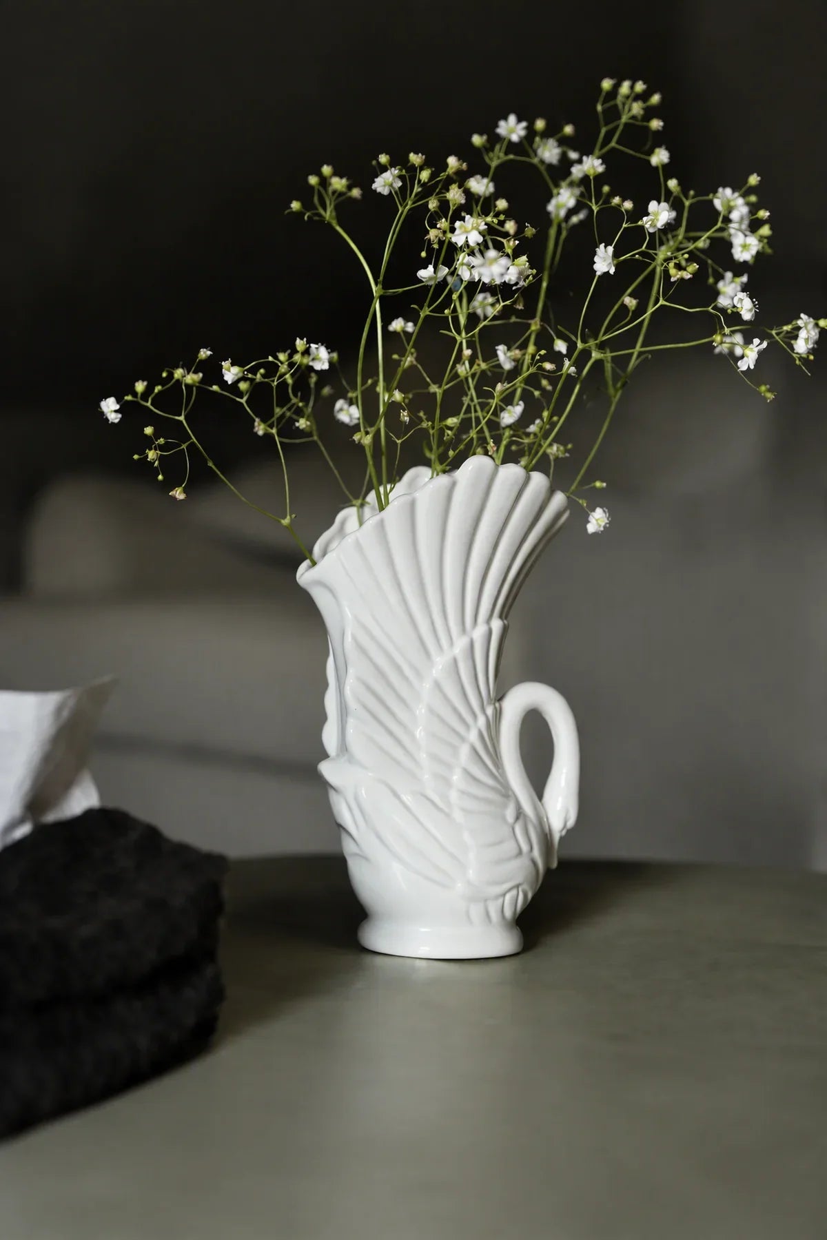 Swan Song White Ceramic Flower Vase