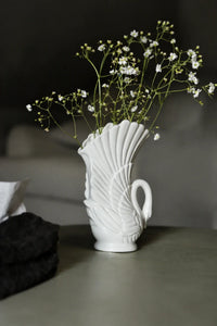 Swan Song White Ceramic Flower Vase