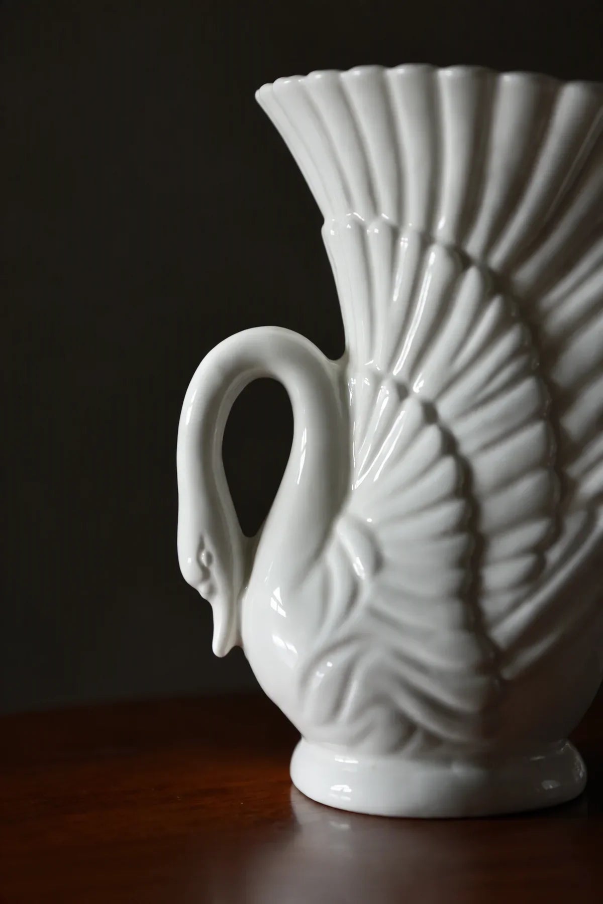 Swan Song White Ceramic Flower Vase