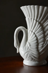 Swan Song White Ceramic Flower Vase