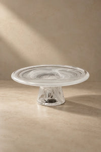 Cloud Current White-Swirl Glass Snack Plate
