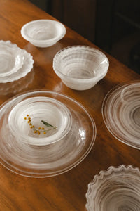 Mist Current White-Swirl Glass Serving Bowl