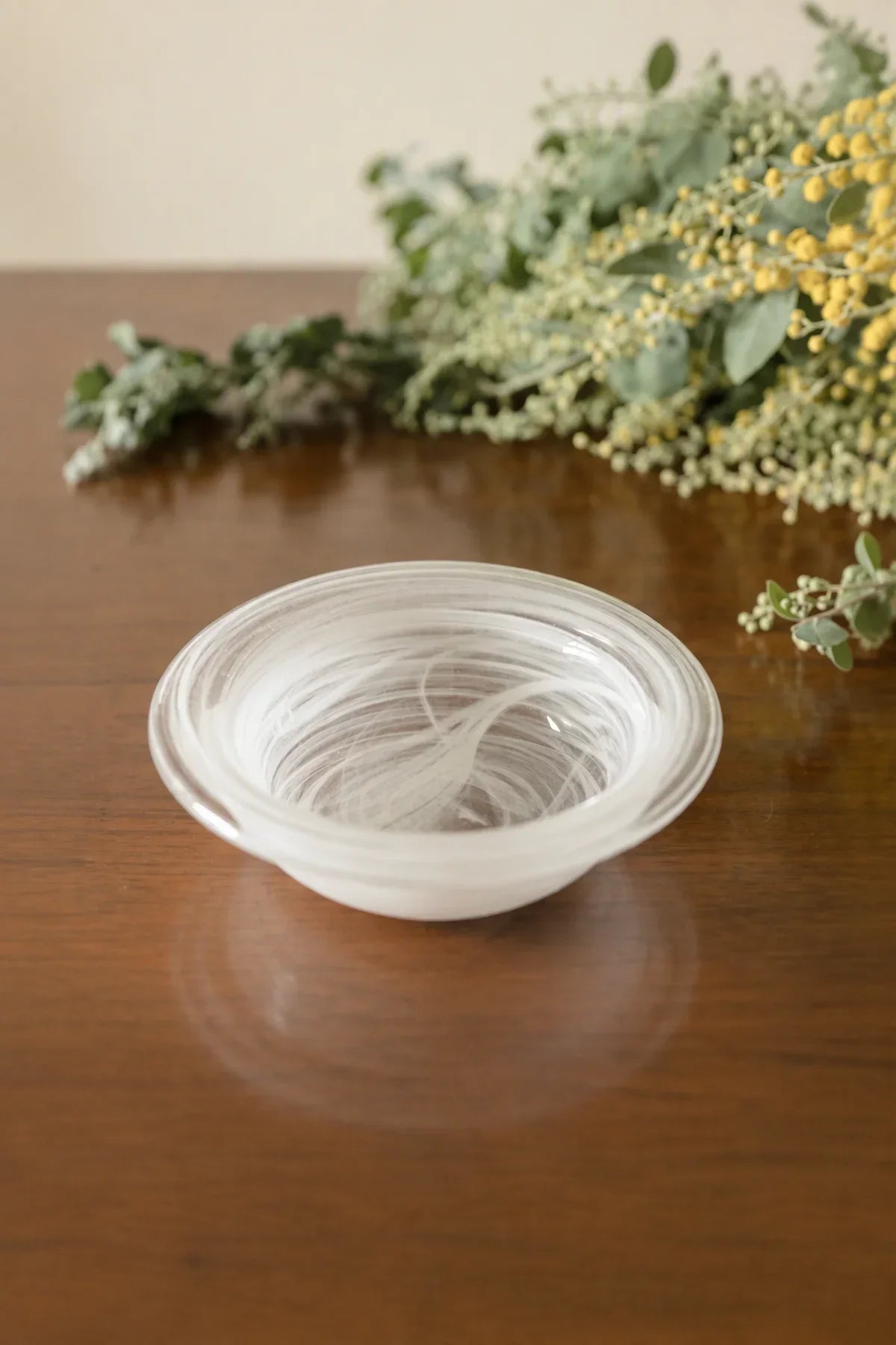 Mist Current White-Swirl Glass Serving Bowl
