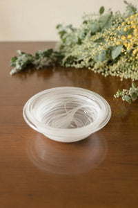 Mist Current White-Swirl Glass Serving Bowl