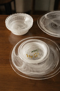 Mist Current White-Swirl Glass Serving Bowl