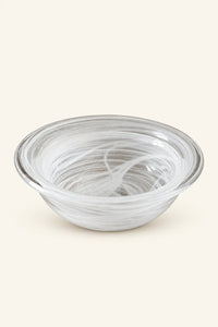 Mist Current White-Swirl Glass Serving Set