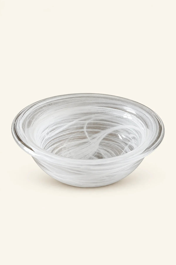 Mist Current White-Swirl Glass Serving Set