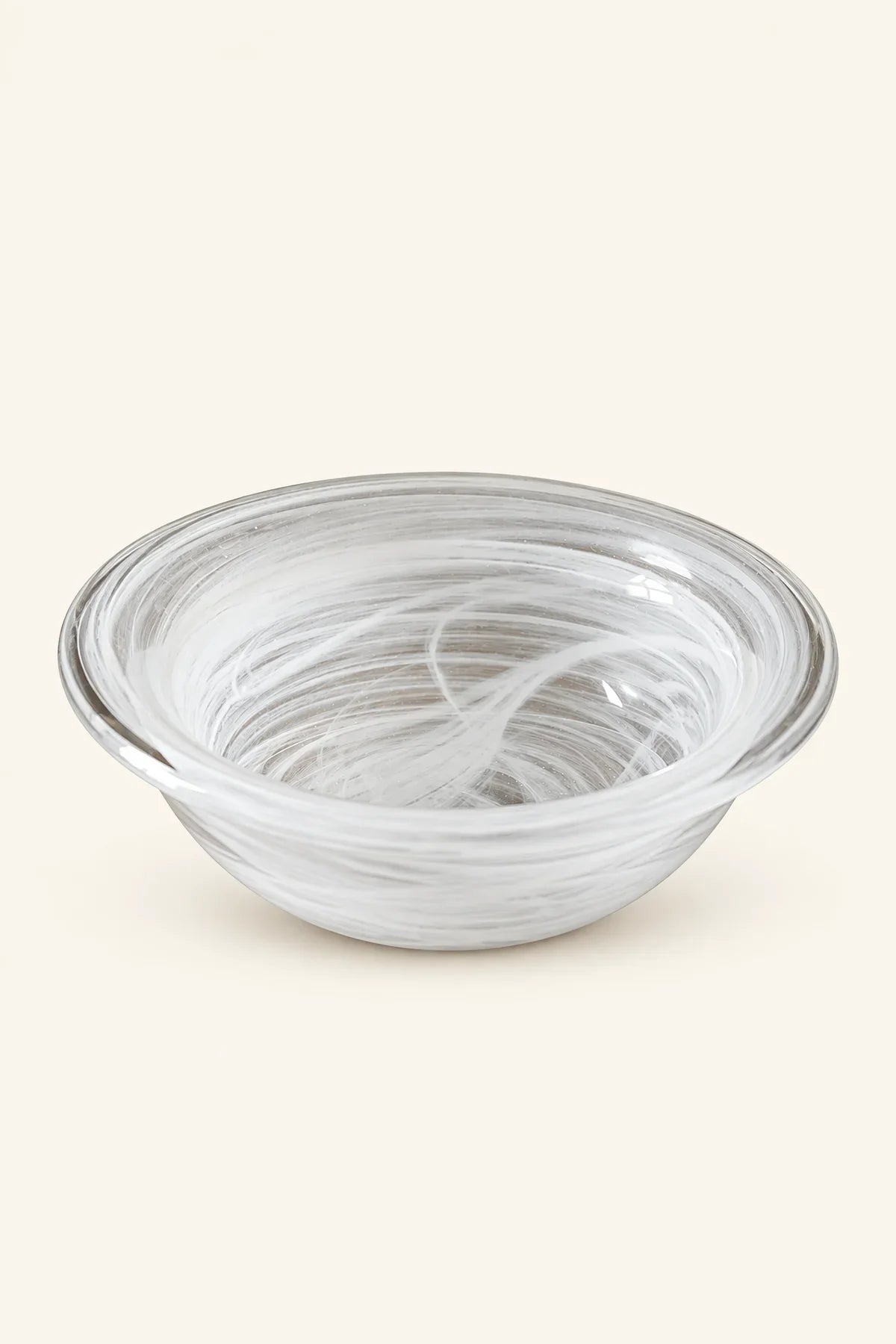 Mist Current White-Swirl Glass Serving Bowl