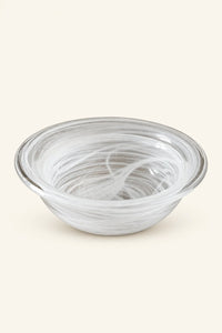 Mist Current White-Swirl Glass Serving Bowl