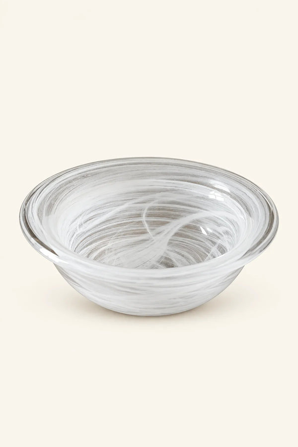Mist Current White-Swirl Glass Serving Bowl