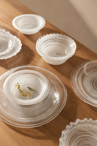 Mist Current White-Swirl Glass Serving Set