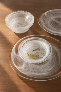Mist Current White-Swirl Glass Serving Set