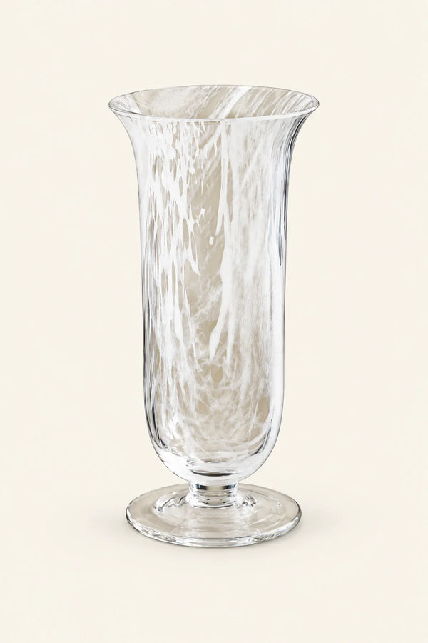 Smoke Current White-Swirl Glass Flower Vase