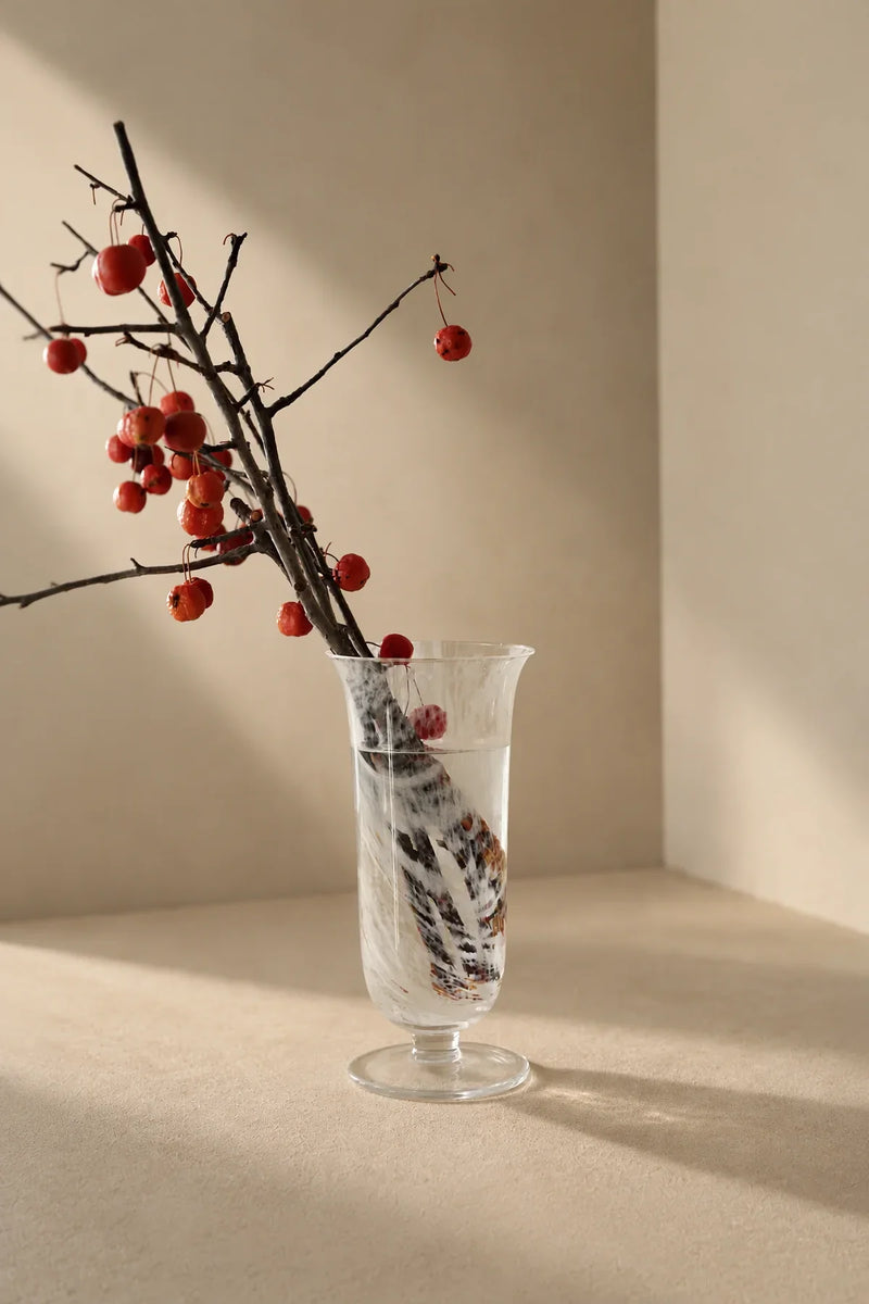 Smoke Current White-Swirl Glass Flower Vase