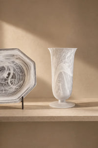 Smoke Current White-Swirl Glass Flower Vase
