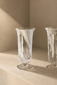Smoke Current White-Swirl Glass Flower Vase