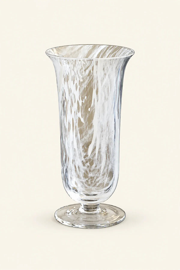 Smoke Current White-Swirl Glass Flower Vase