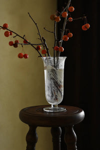 Smoke Current White-Swirl Glass Flower Vase