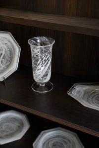 Smoke Current White-Swirl Glass Flower Vase