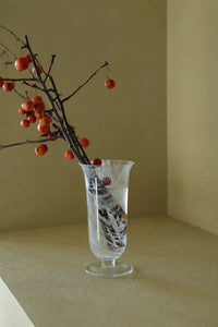 Smoke Current White-Swirl Glass Flower Vase