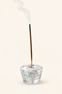 Morning Mist White Swirl Glass Incense Holder