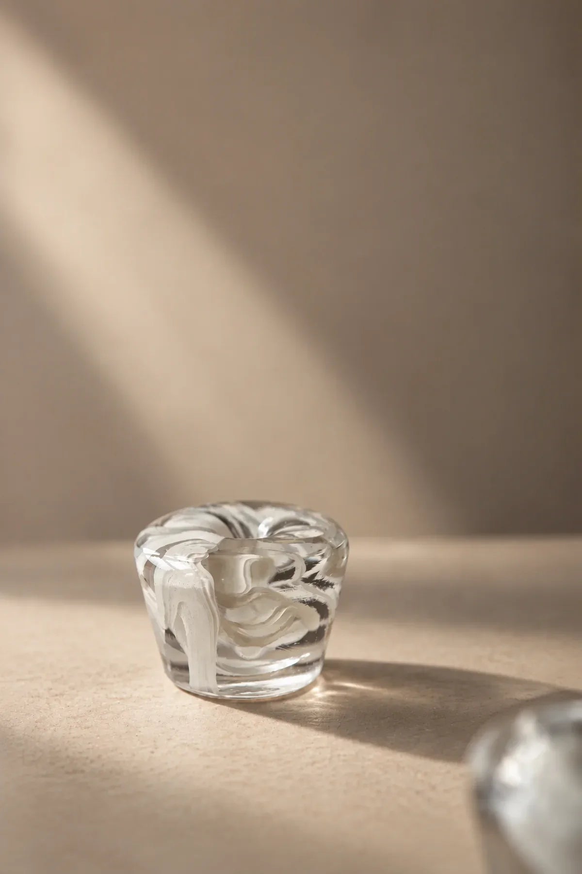 Morning Mist White Swirl Glass Incense Holder