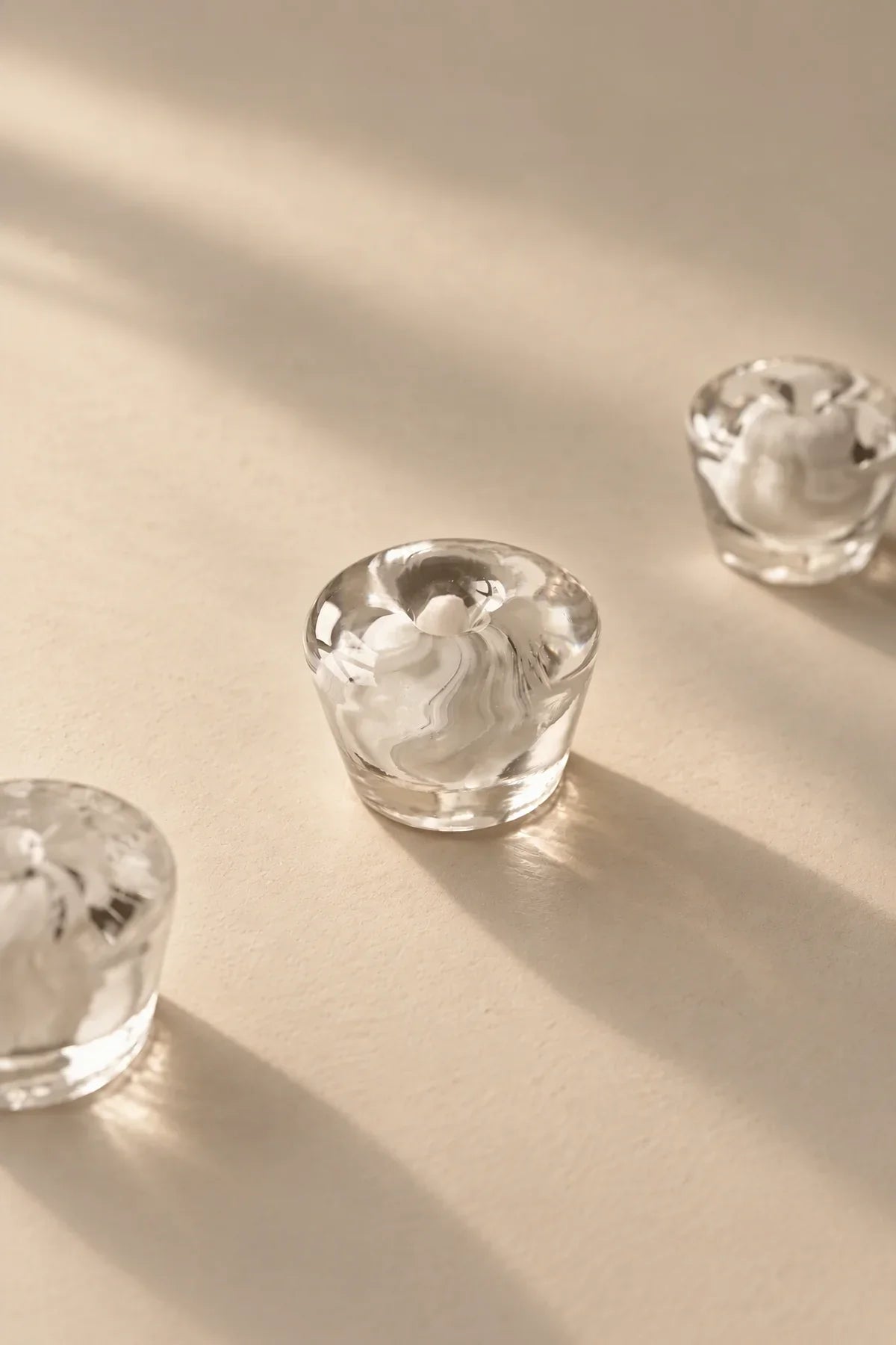 Morning Mist White Swirl Glass Incense Holder