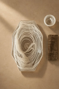 Quiet Orbit White-Swirl Glass Serving Tray